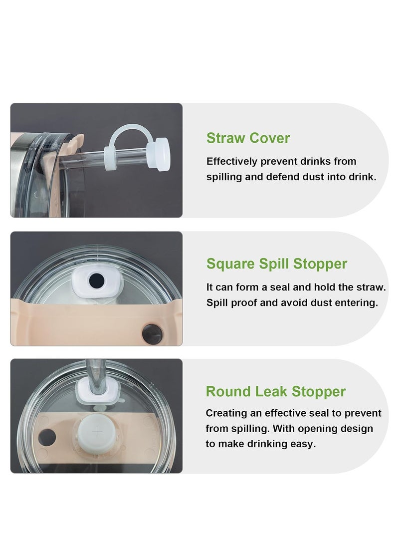 Arabest Silicone Spill Stopper Set of 3, Compatible with Stanley Cup 1.0 40oz/ 30oz, Tumbler Accessories, Including 2 Straw Cover Cap, 2 Square Spill Stopper and 2 Round Leak Stopper  - Image 4