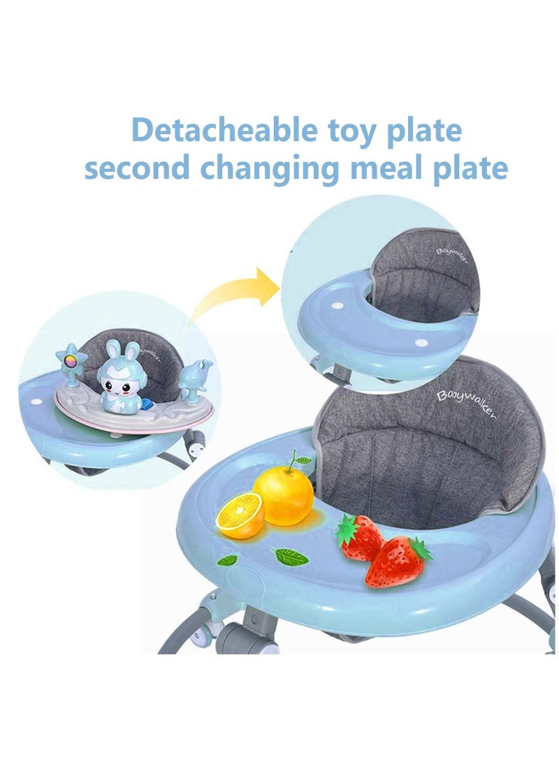MIXDE Baby Walker with Wheels, Foldable Baby Walker Adjustable Height with Push Handle and Removable Footrest, Baby Activity Center with Music Toys Tray Brake Dining Chair for Boys Girls 6-18 Month - Image 4
