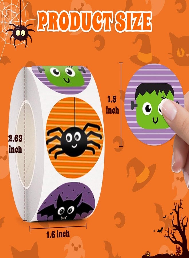 Byhoo ملصقات هالوين للأطفال، 1000 قطعة ملصقات قرع وخفاش وعنكبوت من بايهو، 16 لون وتصميم زاهي، ملصقات ختم دائري، ملصقات ختم ظرف لتزيين حفلات الهالوين - Image 5