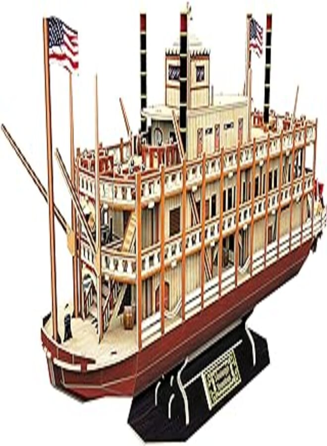Cubic Fun Mississippi Steamboat Shaped 3D Puzzle, 142 Pieces - 46 X 10 X 24 cm
