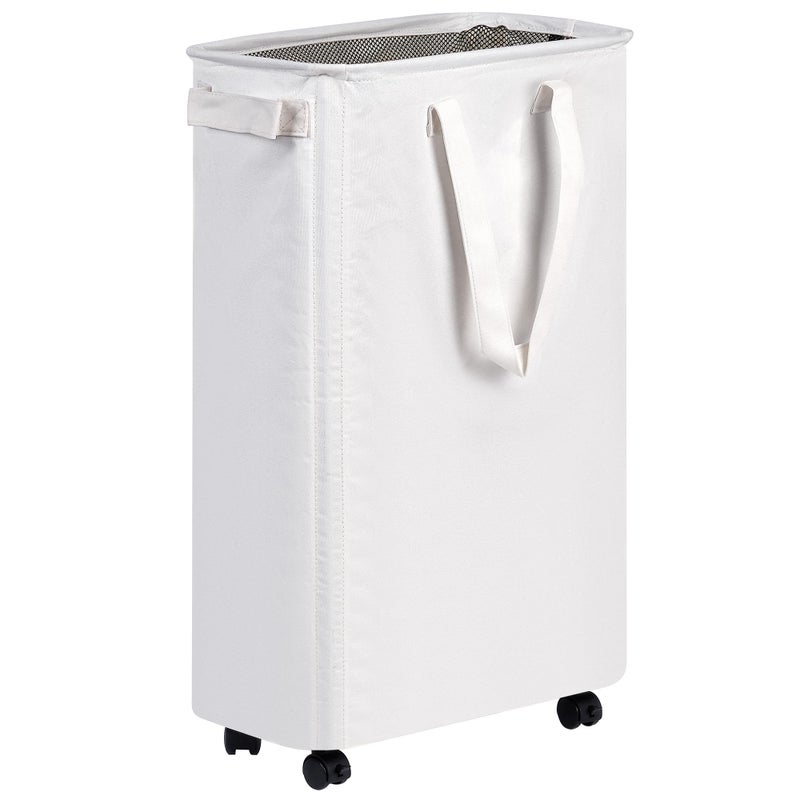 efluky Slim Laundry Hamper with Wheels, Rolling Laundry Basket for Clothes, Small Laundry Basket for Bedroom, Dorm and Laundry Room, 60L (12.7 Gallons) White - Image 1