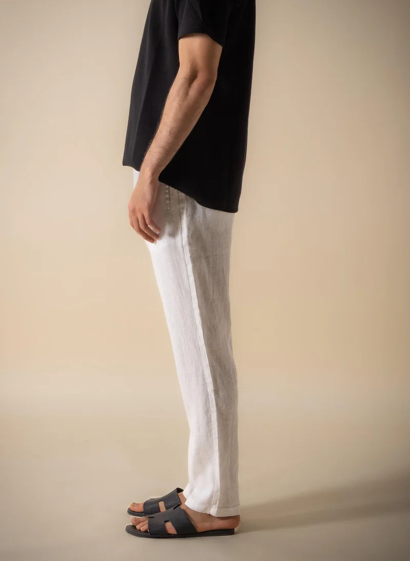 Shapes Beige 100% LINEN COMFORT TROUSERS for Men | Best Price UAE