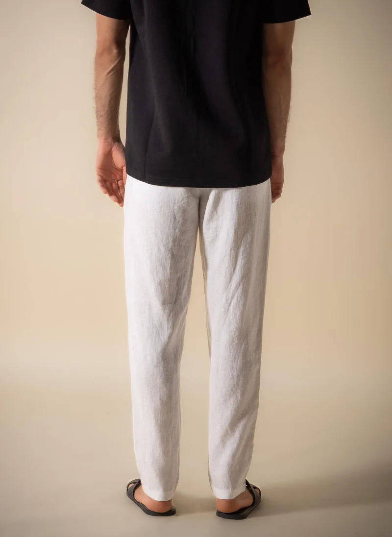 Shapes Beige 100% LINEN COMFORT TROUSERS for Men | Best Price UAE