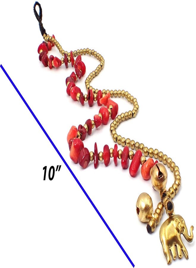 Bijoux de Ja Handmade Red Carnelian Stone Elephant Charm Brass Beads Anklets Bracelet 10 Inches - Image 5