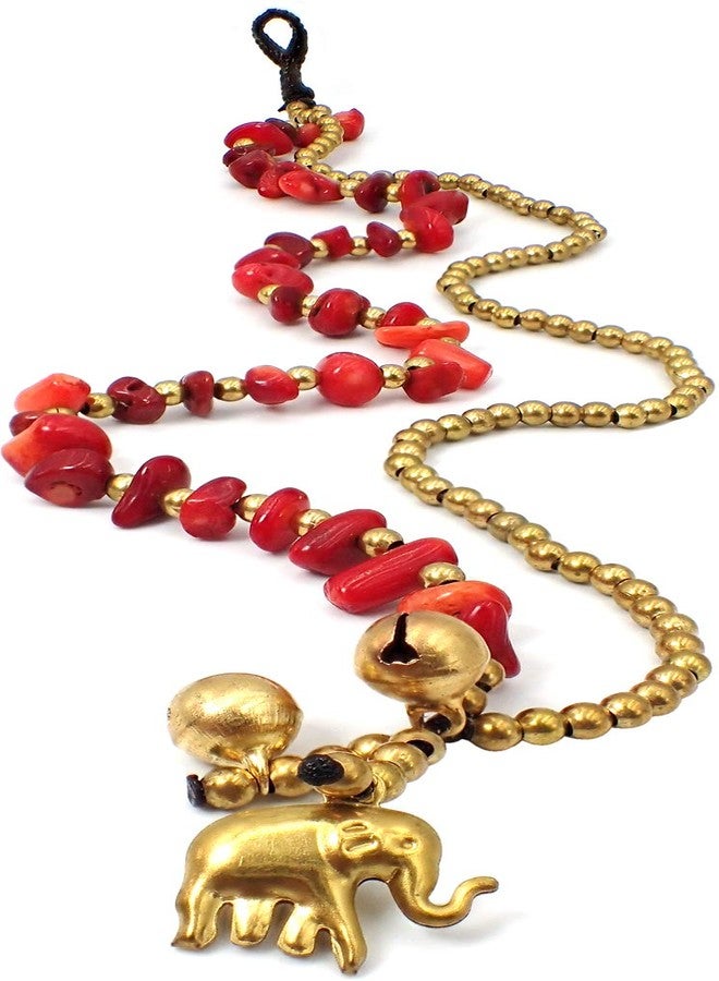 Bijoux de Ja Handmade Red Carnelian Stone Elephant Charm Brass Beads Anklets Bracelet 10 Inches - Image 3