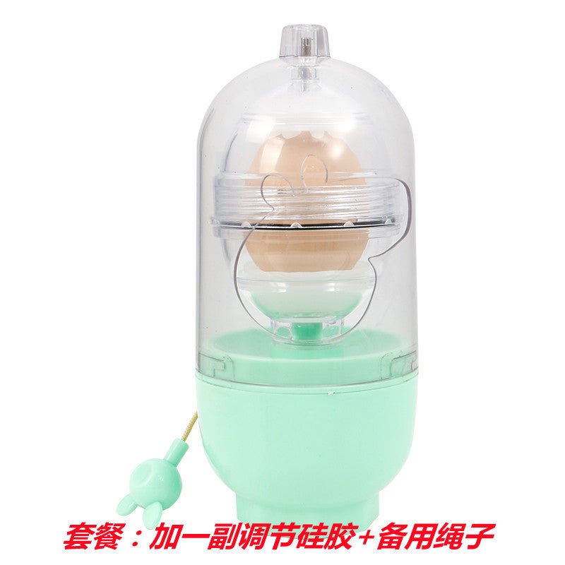 Internet Celebrity Explosions Whirlwind Golden Egg Ripper Artifact Creative Egg Ripper Egg Mixing Egg Shaker Manual Egg Shaker Piggy light green + adjustment silicone + spare rope - Image 1