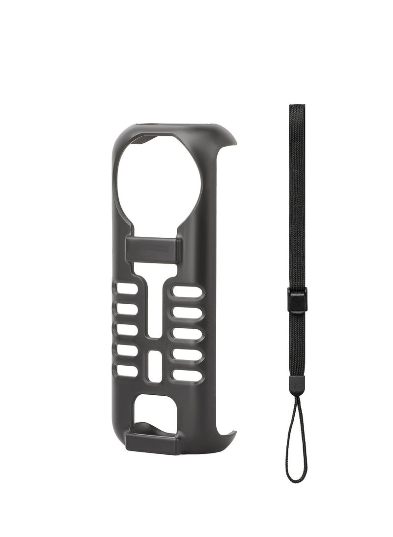 Zikra غطاء كاميرا Insta360 X4، غلاف واقي، حقيبة تخزين للسفر، واقي عدسة لكاميرا Insta360 X4 مع حبل مضاد للسقوط، ملحقات لكاميرا Insta360 X4 الرياضية (أسود) - Image 1