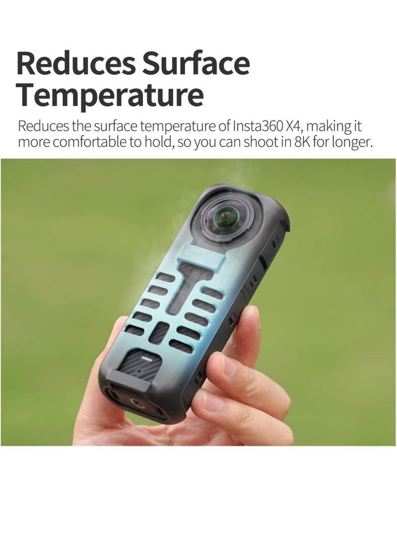 Zikra غطاء كاميرا Insta360 X4، غلاف واقي، حقيبة تخزين للسفر، واقي عدسة لكاميرا Insta360 X4 مع حبل مضاد للسقوط، ملحقات لكاميرا Insta360 X4 الرياضية (أسود) - Image 3