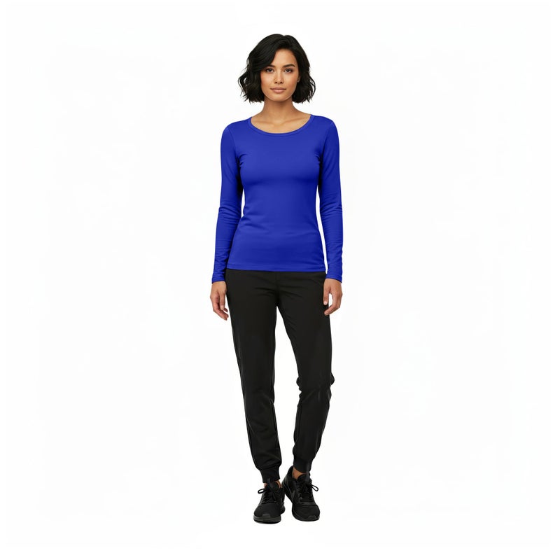 Natural Uniforms Women's Under Scrub Tee Crew Neck Long Sleeve T-Shirt (True Royal Blue, Medium) - Image 2