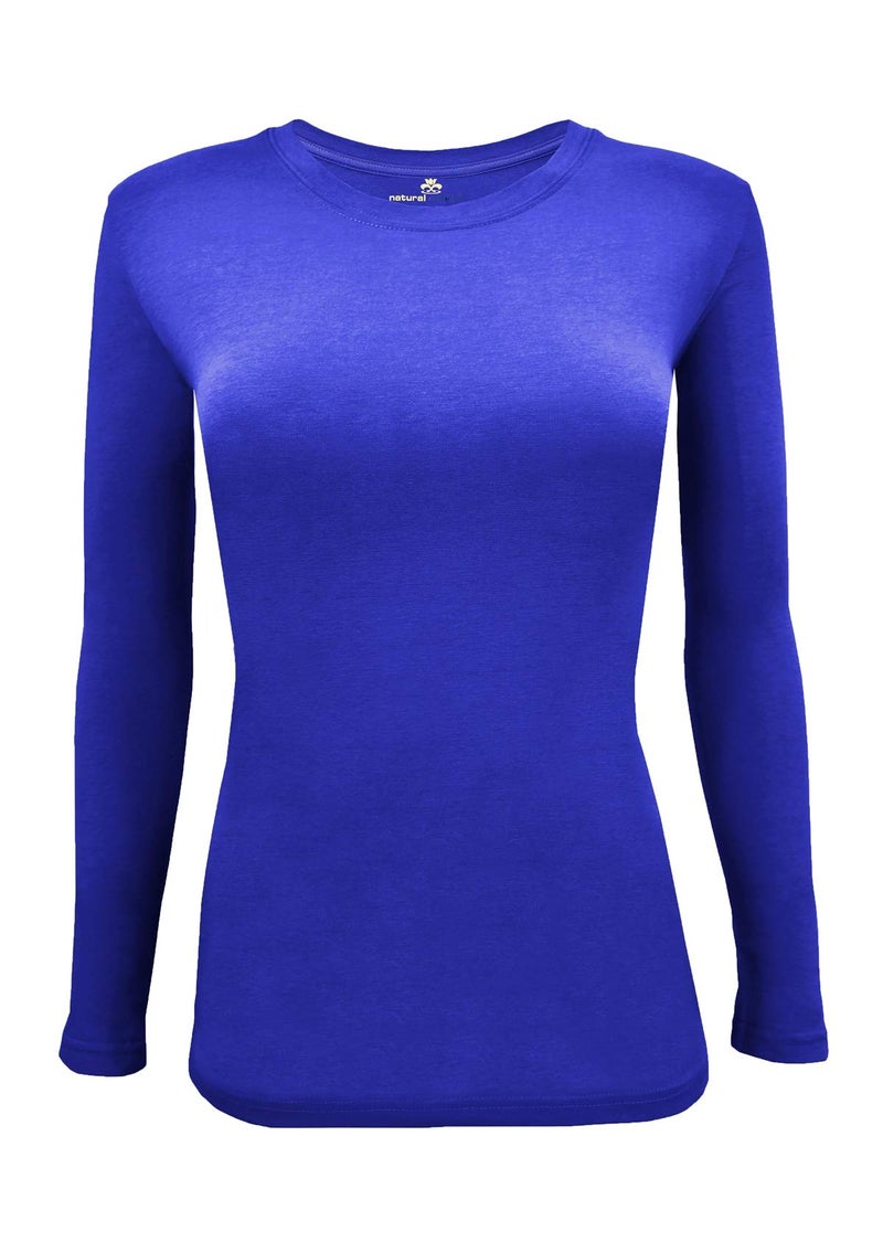 Natural Uniforms Women's Under Scrub Tee Crew Neck Long Sleeve T-Shirt (True Royal Blue, Medium) - Image 1