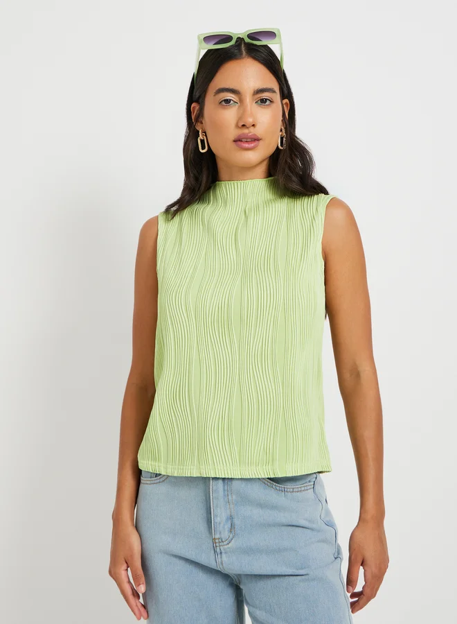 Take Two Texture Striped Sleeveless Top
