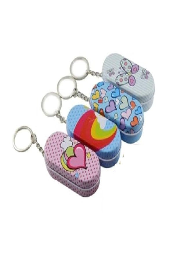 Mini Tin Box Keychain Set, Metal Key Ring Holders for Kids and Adults, Car and Home Keys (4) - Image 1