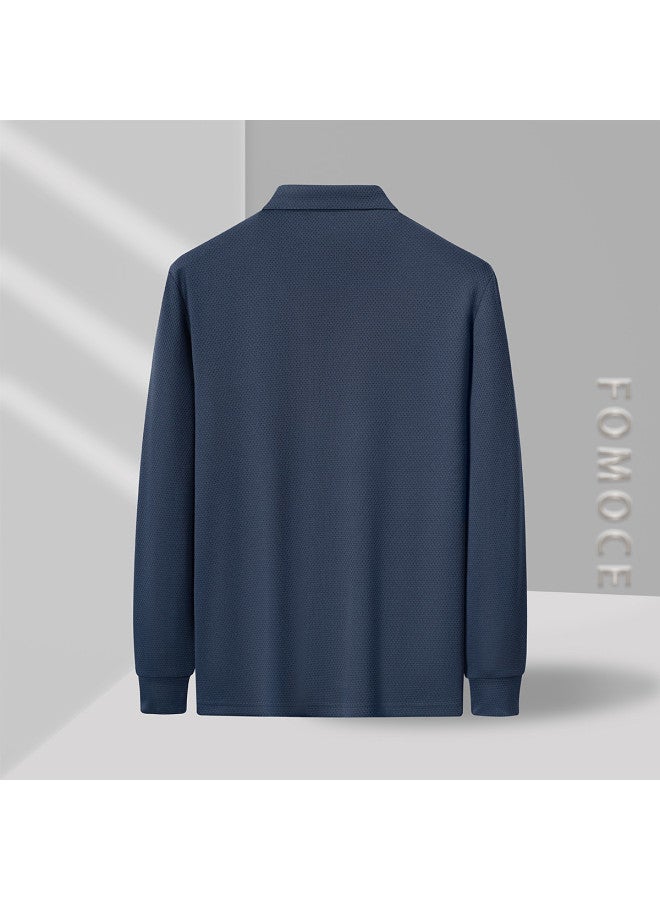 Fomoce 2024 Spring/fall Men's Business Long-sleeve Polo Shirt Men's T-shirt - Image 5