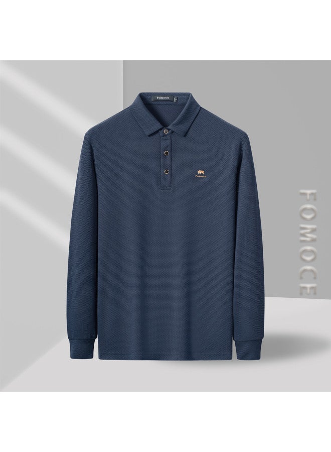 Fomoce 2024 Spring/fall Men's Business Long-sleeve Polo Shirt Men's T-shirt - Image 4