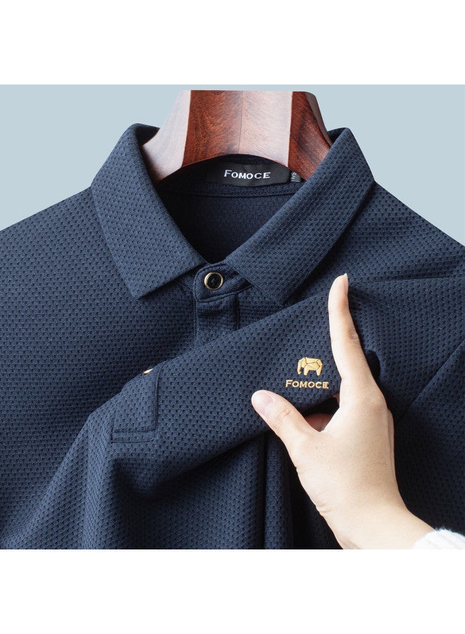 Fomoce 2024 Spring/fall Men's Business Long-sleeve Polo Shirt Men's T-shirt - Image 3