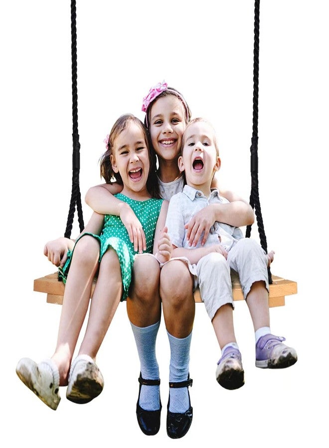 Favuit Wooden Swing Seat, Hanging Tree Swing for Adults Kids Outdoor Wood Swing Set Accessories with Height Adjustable Nylon Hanging Rope for Backyard Patio Garden Playground (26"x12") - Image 1