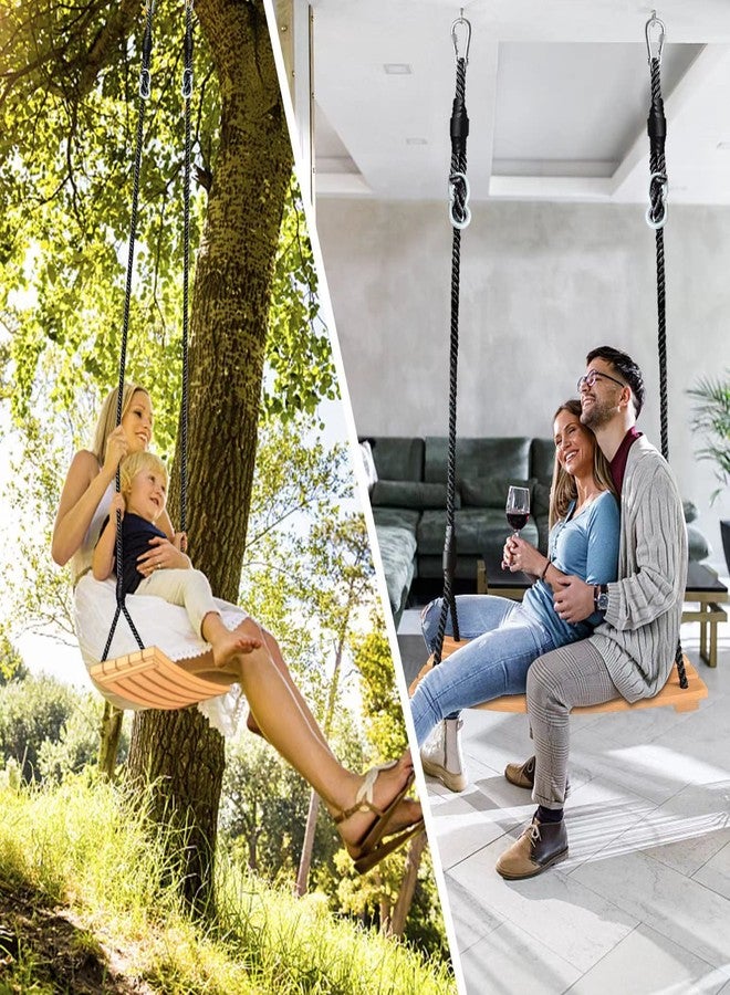 Favuit Wooden Swing Seat, Hanging Tree Swing for Adults Kids Outdoor Wood Swing Set Accessories with Height Adjustable Nylon Hanging Rope for Backyard Patio Garden Playground (26"x12") - Image 2