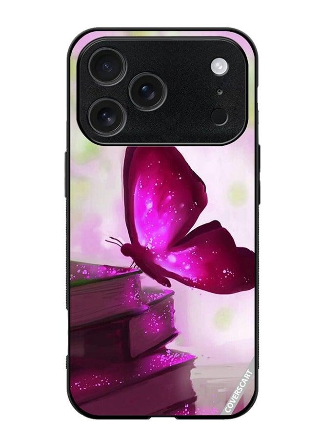 COVERSCART Protective Case Cover For Apple iPhone 17 Pro Max Dark Pink Butterfly On Books Design Multicolour