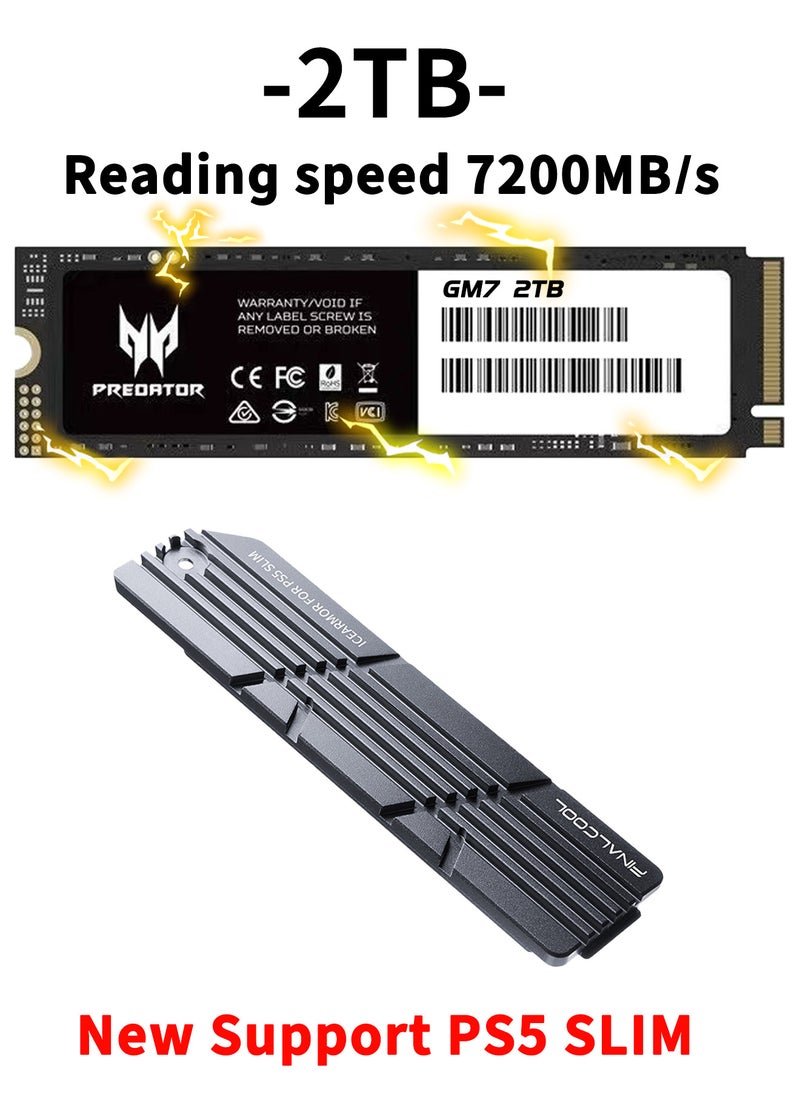 Predator 2TB 7200MB/s SSD PCIe NVMe Gen4 M.2 2280, Internal Solid State Drives, ONLY Compatible with PS5 SLIM  - Image 1