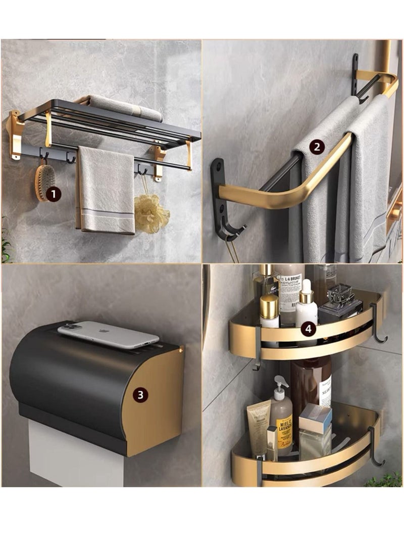 LIMOS 4PCS Bathroom Accessories Bath Hardware Set Towel Holder Towel Rack Clothes Hooks Waterproof Tissue Box Double Wall Hanging Basket - Image 1