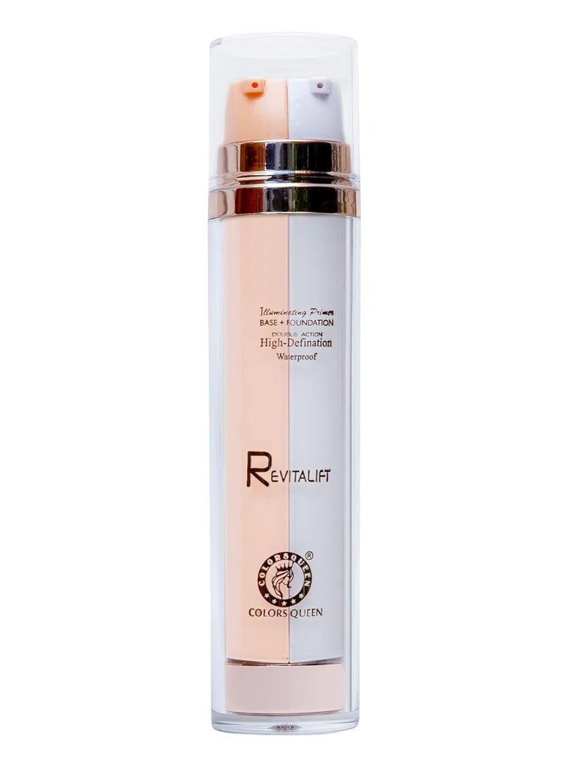 COLORS QUEEN Revitalift Illuminating Full Matte Lotion Primer Base Foundation High Definition Face Make Up 2 In 1 All Skin Type 01 Ivory - Image 2