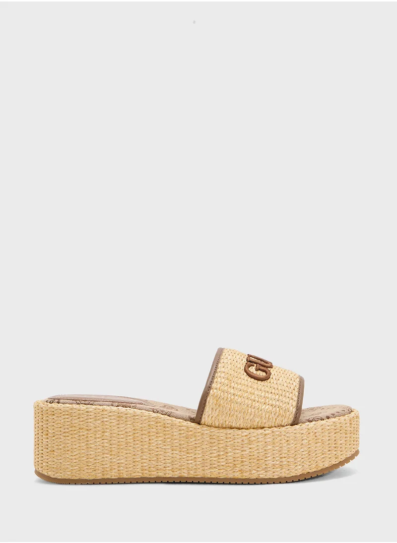 GUESS Single Strap Mid Heel Wedges Sandals