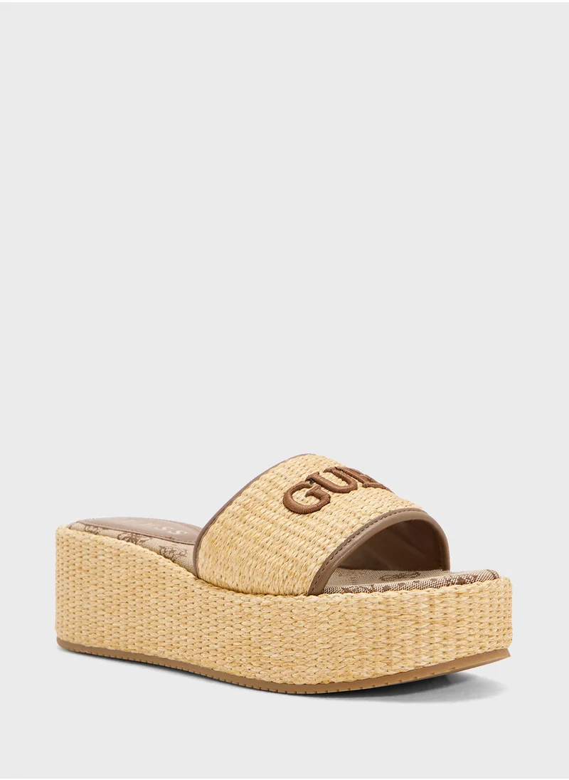 GUESS Single Strap Mid Heel Wedges Sandals
