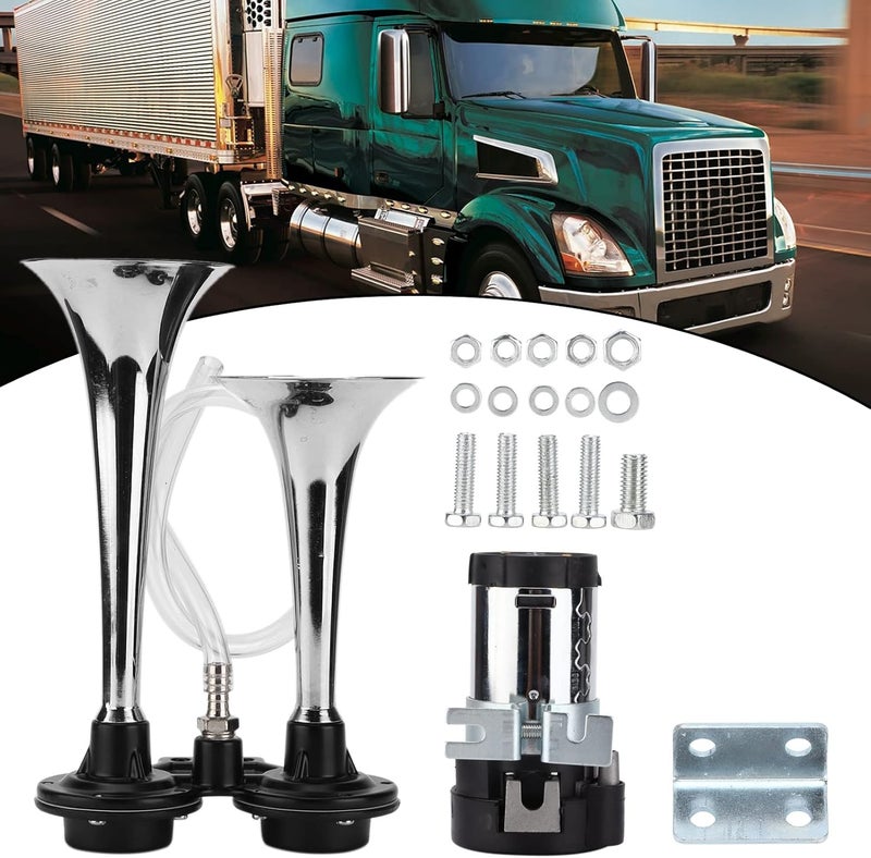 Dual Trumpet Air Horn, 12V, 150dB, Copper Coil Plated - High Strength Durable Design, Weather, Ideal for Cars SUVs Boats Buses - Image 5