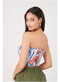 FOREVER 21 Tropical Print Smocked Tube Top  - Image 3