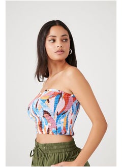 FOREVER 21 Tropical Print Smocked Tube Top  - Image 2