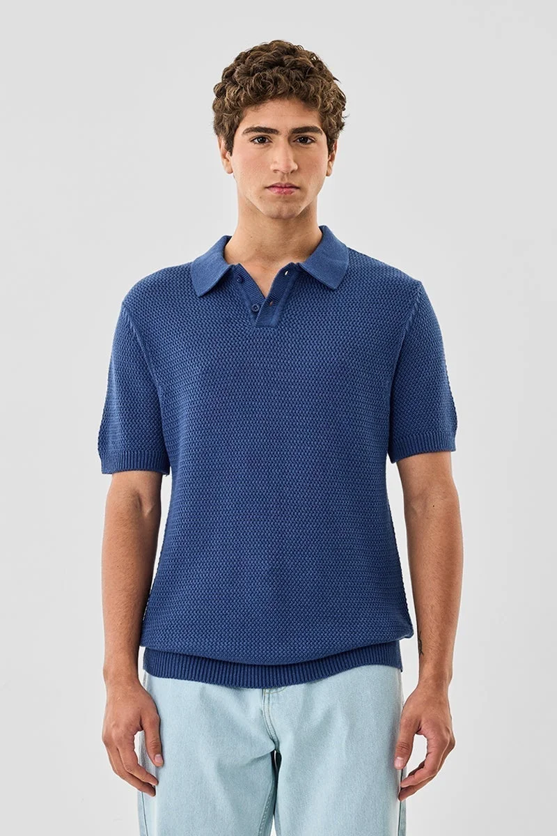 SNITCH Crochet Knit Core Lab Polo T-Shirt