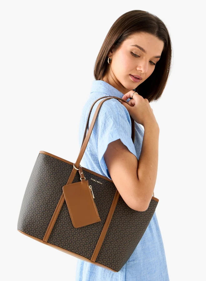فلورا بيلا من شو إكسبرس Women Monogram Print Tote Bag with Zip Closure and Pouch