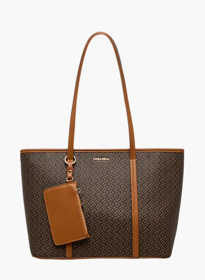 فلورا بيلا من شو إكسبرس Women Monogram Print Tote Bag with Zip Closure and Pouch