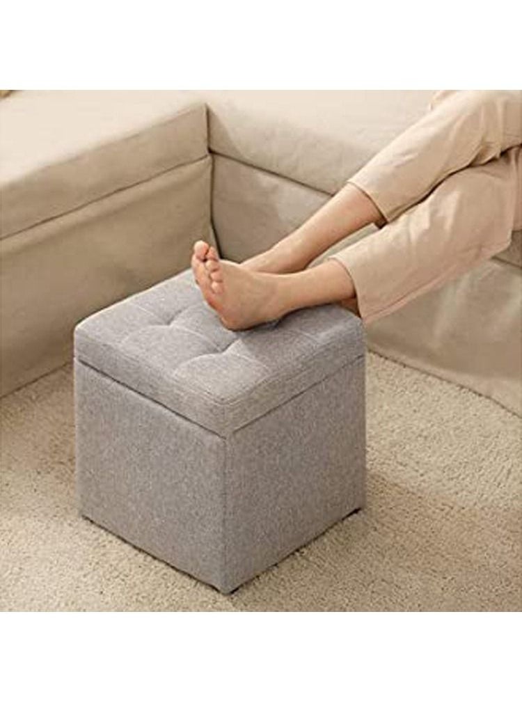 LINGWEI Ottoman Storage Stool Grey 30x35x30cm  - Image 1