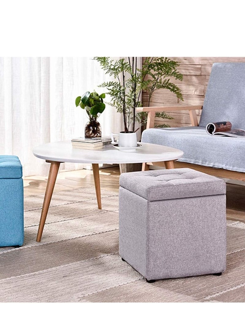 LINGWEI Ottoman Storage Stool Grey 30x35x30cm  - Image 2