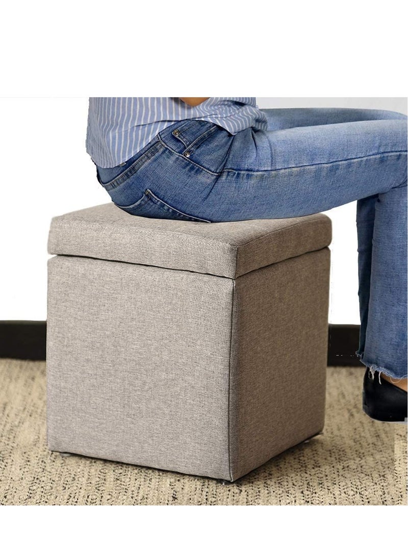 LINGWEI Ottoman Storage Stool Grey 30x35x30cm  - Image 5