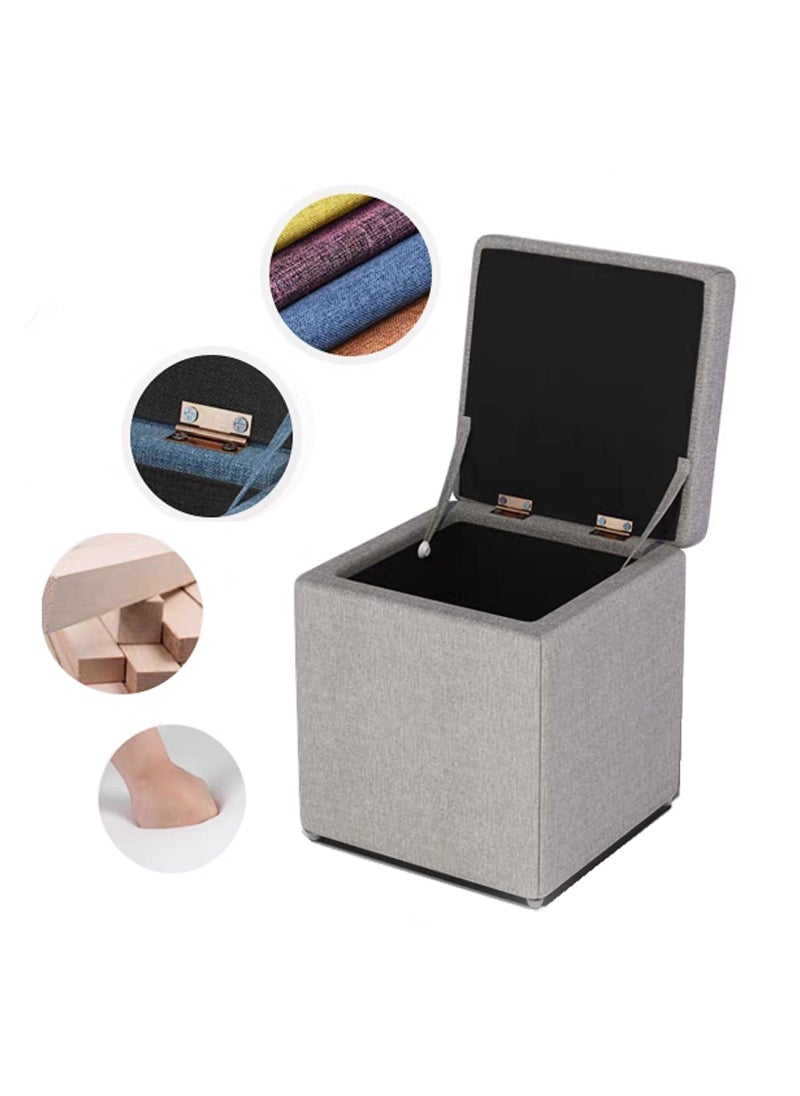 LINGWEI Ottoman Storage Stool Grey 30x35x30cm  - Image 3