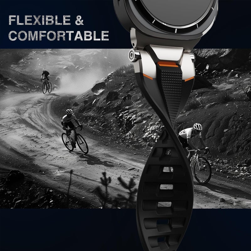 ULTIMAL Watch Band for Samsung Galaxy Watch Ultra 47mm(2025/2024) Compatible with Samsung Watch Strap Bands for Men Sport Bands for Watch Rugged Premium TPU & Metal (Black+Silver) - Image 5