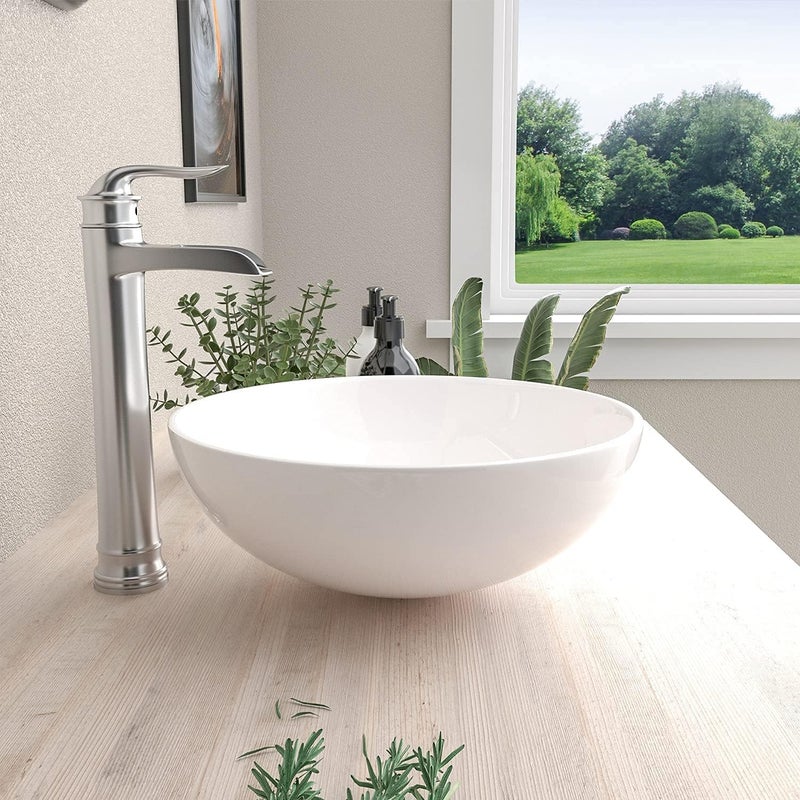 Mocoloo Oval Vessel Sink - 13'' x 13'' Bathroom Sink Countertop Oval Shape Small Ceramic Bathroom Sinks Above Counter White Porcelain Art Basin - Image 4