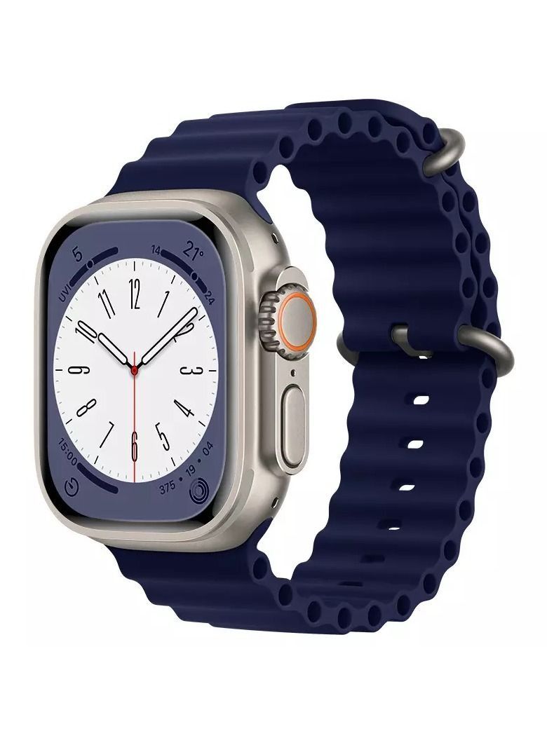 إيف حزام محيط من السيليكون متوافق مع سوار ساعة أبل 42 44 45 & 49 ملم أزرق - Image 1