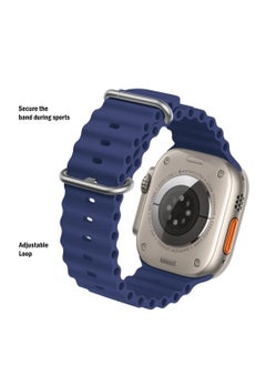 IAF Silicone Ocean Strap Compatible With Apple Watch Band 42 44 45 & 49mm Blue  - Image 2