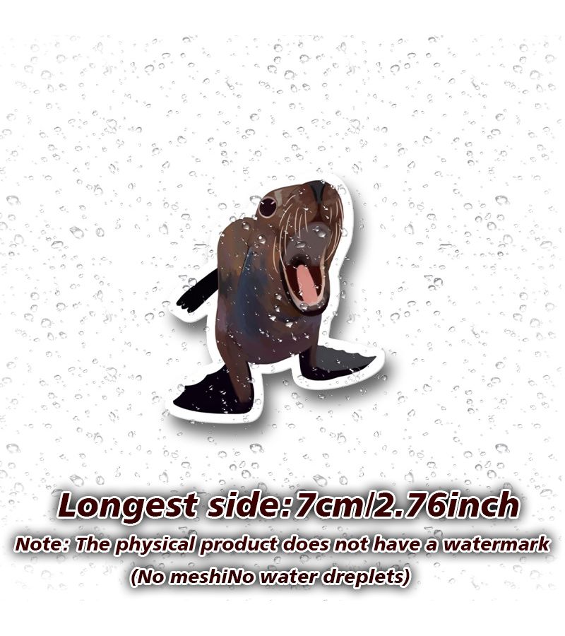 ملصقات فينيل عالية الجودة على شكل ميم "ماركوس أسد البحر" (قطعتان) – ملصقات ديكور للسيارات (المصدات والنوافذ) وأجهزة الكمبيوتر المحمولة والشاحنات والحافلات الصغيرة وزجاجات المياه – متينة ومتعددة الاستخدامات - Image 2