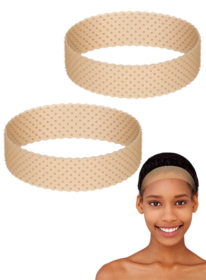 2 Pcs Nude Silicone Non-Slip Wig Grip Band, Elastic Snatch-Proof Wig Fixing Headband Holder for Men & Women, Suitable for Sports & Yoga - Image 1