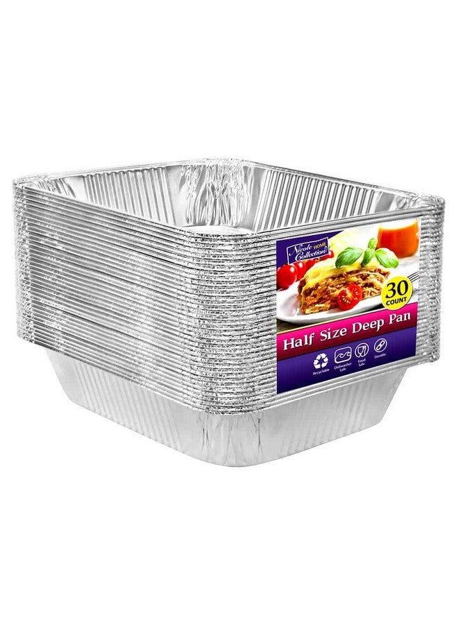 Nicole Home Collection Aluminum Pans Half Size, 9X13, Extra Heavy Duty Disposable Foil Pans For Baking (30 Pack) Roasting & Chafing, Deep Tin Foil Bakeware, Steam Table Tray, Cookware, Food Prepping, Cake & Oven Pan  - Image 1