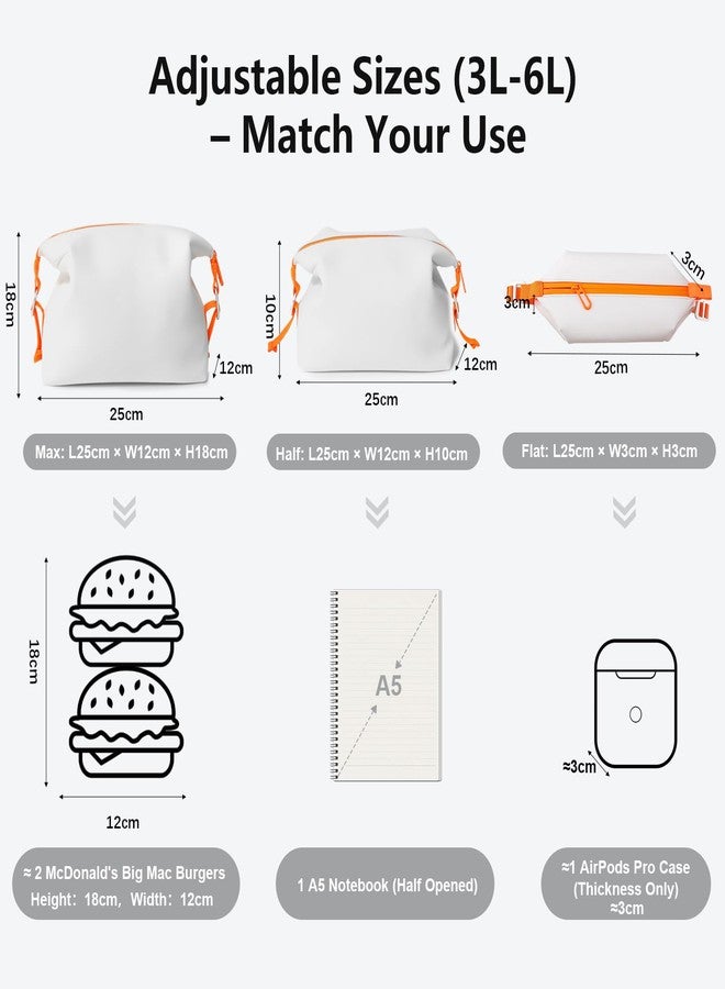 Vomgomfom 3L 6.5 Inch Silicone Toiletry Bag, Waterproof Leakproof Travel Cosmetic Organizer, Adjustable G-Buckle Compression Dopp Kit, Foldable Makeup Bag for Women & Men, White - Image 5