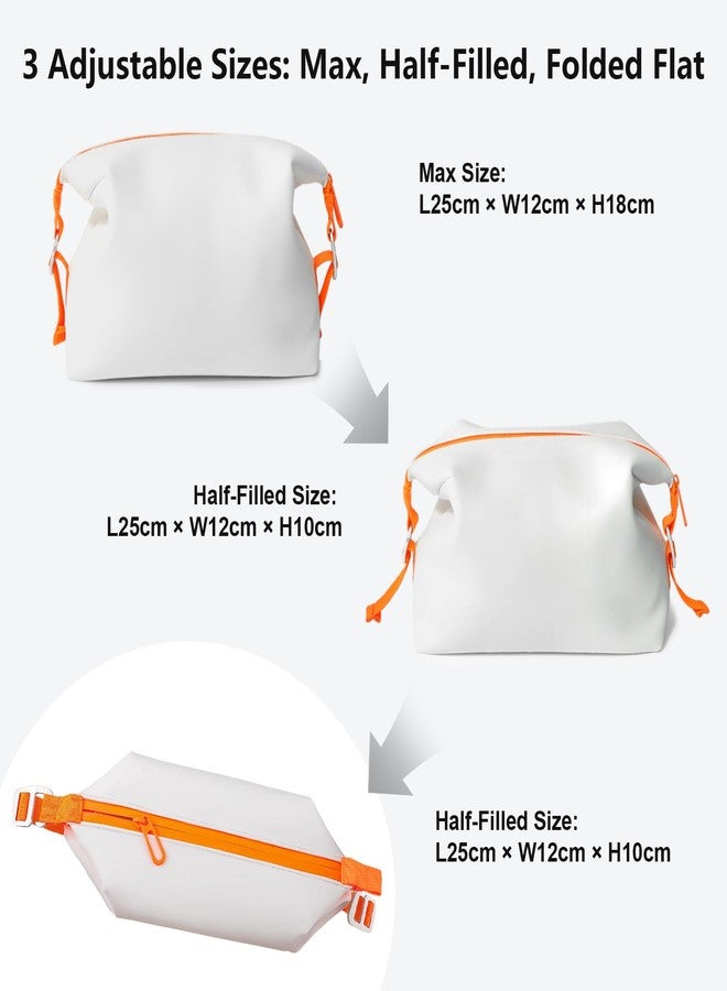 Vomgomfom 3L 6.5 Inch Silicone Toiletry Bag, Waterproof Leakproof Travel Cosmetic Organizer, Adjustable G-Buckle Compression Dopp Kit, Foldable Makeup Bag for Women & Men, White - Image 4