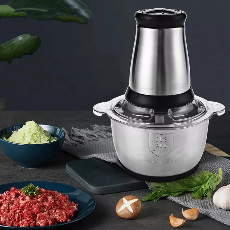 BAWALY Electric Meat Grinders with Bowl for Heavy Kitchen Food Chopper Meat VegetablesSlicer Garlic Slicer Dicer Food Processor 2L CHOPPER - Image 2