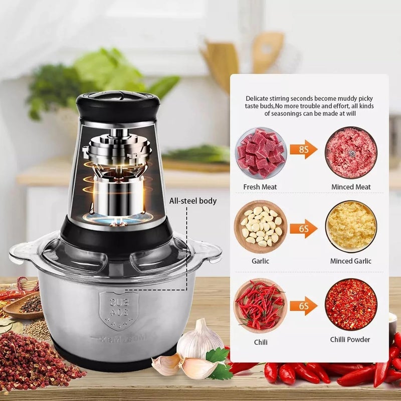 BAWALY Electric Meat Grinders with Bowl for Heavy Kitchen Food Chopper Meat VegetablesSlicer Garlic Slicer Dicer Food Processor 2L CHOPPER - Image 4