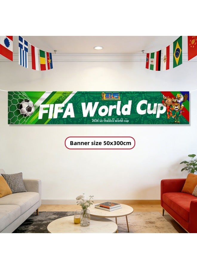 إعداد ديكورات أجواء كأس العالم 2026 - المواصفات: لافتة كأس العالم 06 [300×50 سم] - Image 1