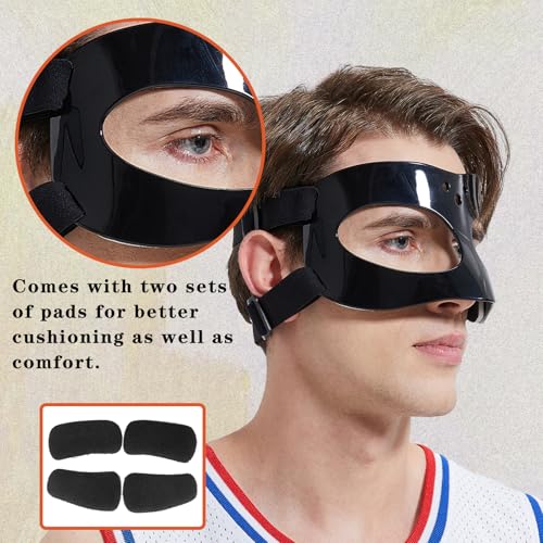 LENASETH Nose Guard for Broken Nose Baseball Softball Basketball Face Mask Adjustable Face Shield Masks with Padding Nose Guard Protects Nose and Eye from Injury for Men and Women Black - Image 3